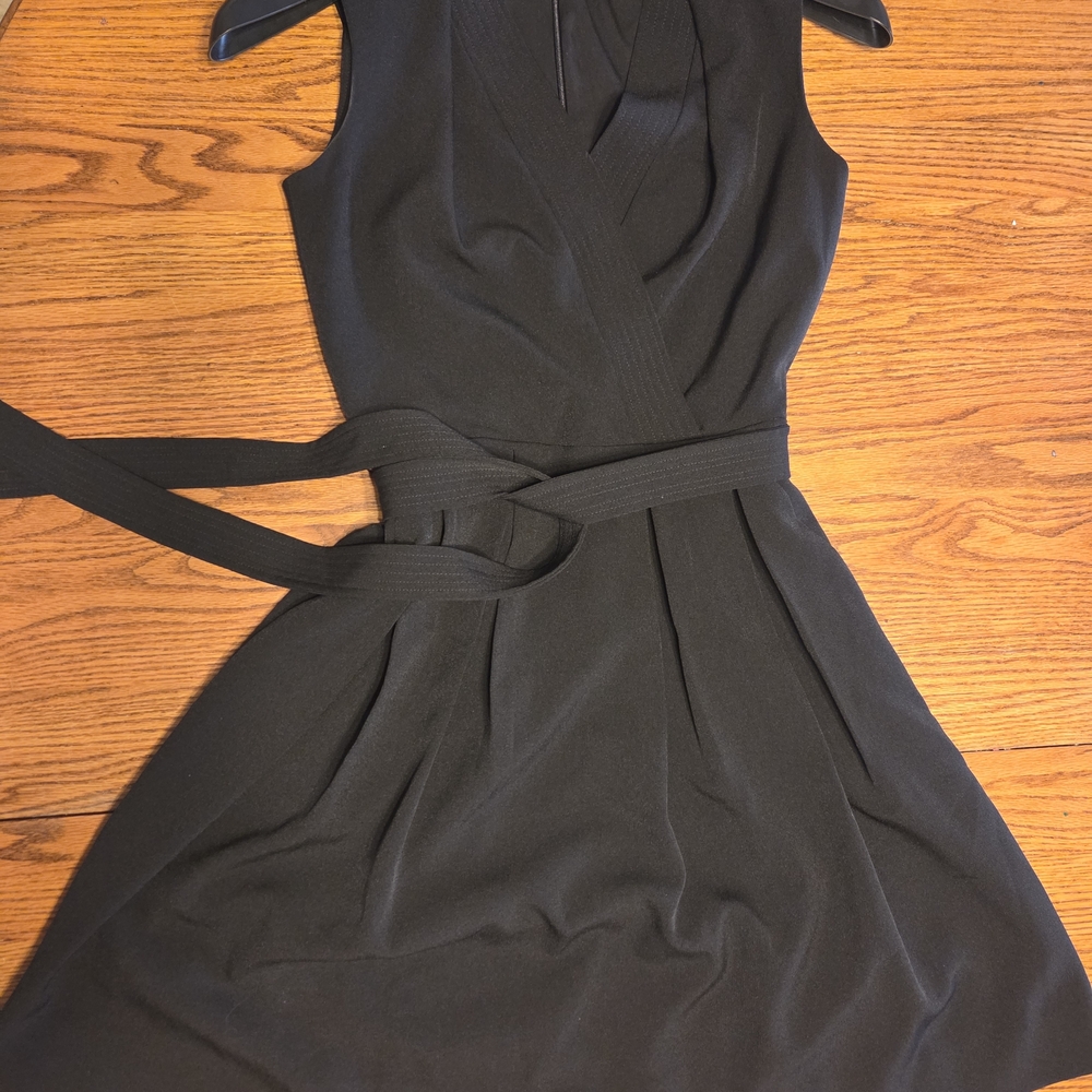 White House Black Market Black Sleeveless Wrap-Style Mini Dress